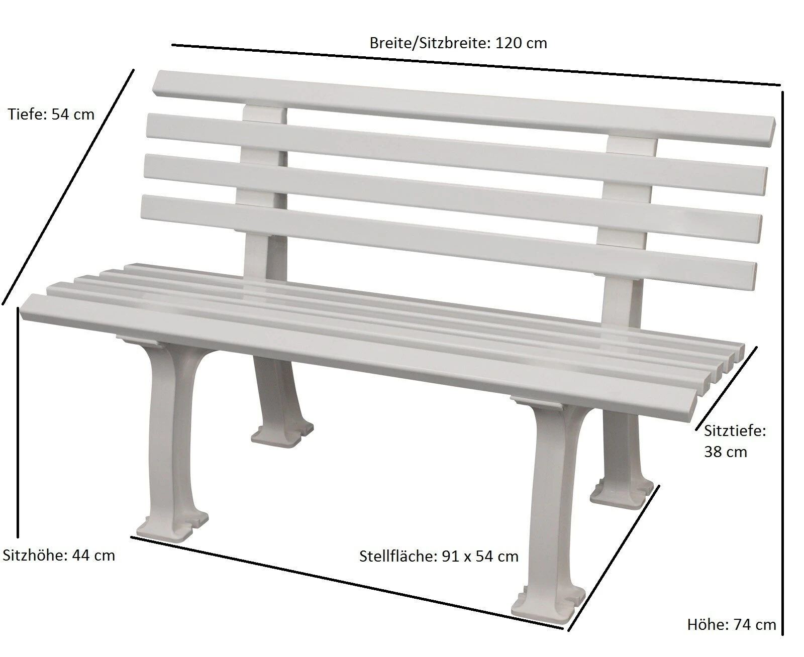 Gartenmoebel-einkauf Bank IBIZA 2-sitzer, Kunststoff Weiss 2 Gartenmoebel-einkauf Bank IBIZA 2-sitzer, Kunststoff Weiss – Bild 2