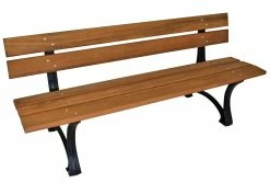 DEGAMO Parkbank LUZERN 4-sitzer, Gusseisen Schwarz + Eukalyptusholz