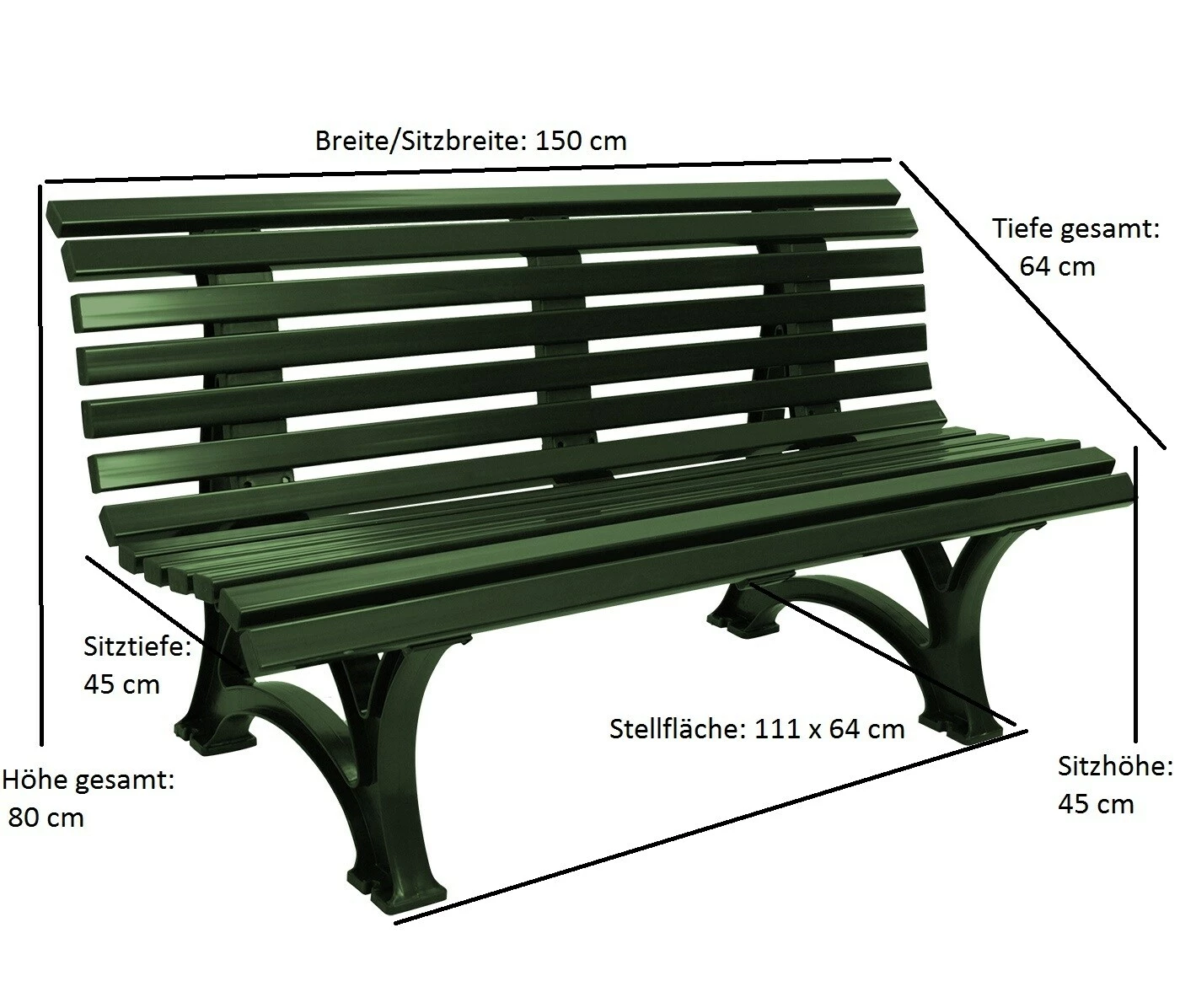 Gartenmoebel-einkauf Bank HELGOLAND 3-sitzer, Kunststoff Grün 5 Gartenmoebel-einkauf Bank HELGOLAND 3-sitzer, Kunststoff Grün – Bild 5