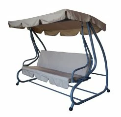 DEGAMO Hollywoodschaukel MIAMI 4-sitzer, Grau / Creme, Mit Liegefunktion