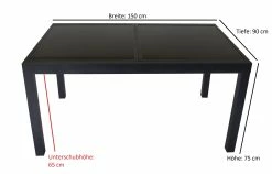 DEGAMO Ausziehtisch TORINO 150/210x90cm, Aluminium + Glas Schwarz 5 DEGAMO Ausziehtisch TORINO 150/210x90cm, Aluminium + Glas Schwarz -Zipper Geschäft 8600319700 46285043 prod 003