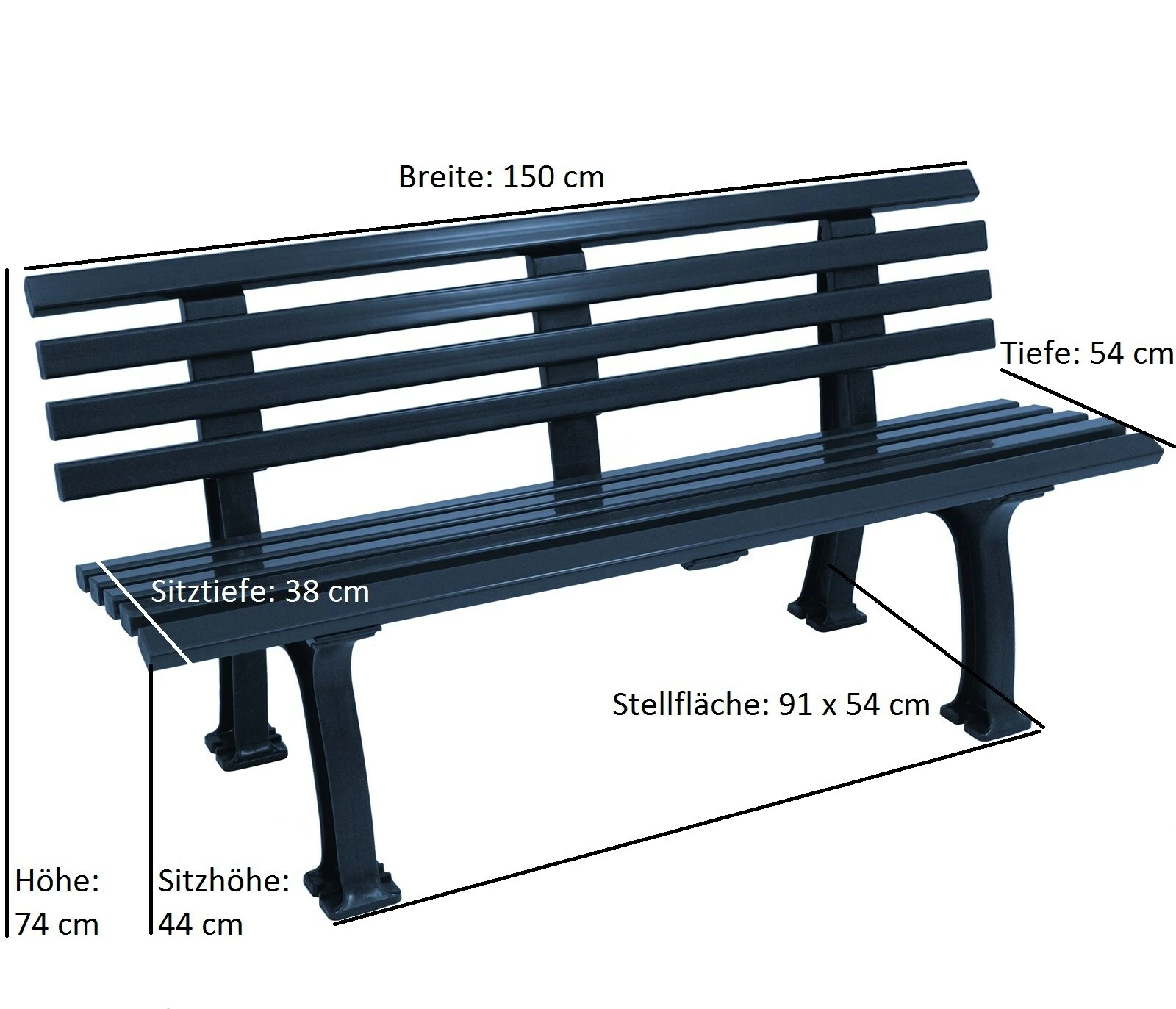 Gartenmoebel-einkauf Bank SYLT 3-sitzer, Kunststoff Blau 4 Gartenmoebel-einkauf Bank SYLT 3-sitzer, Kunststoff Blau – Bild 4