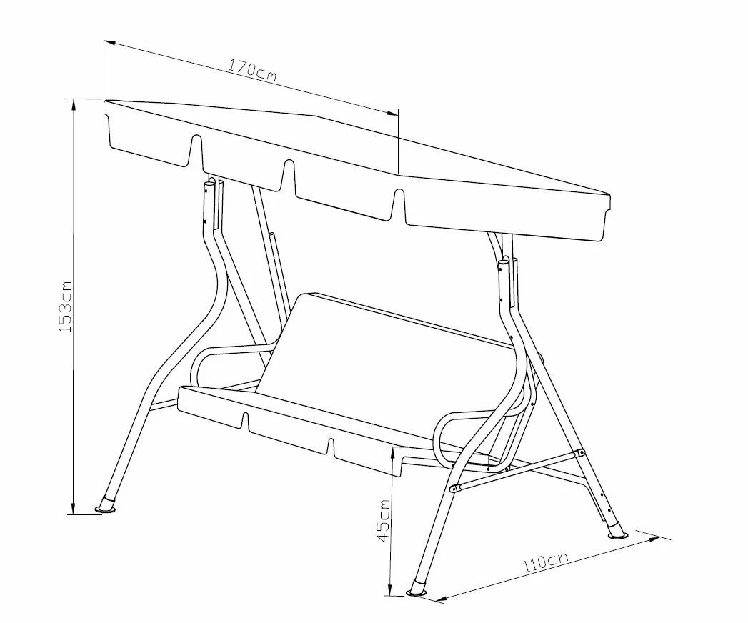DEGAMO Hollywoodschaukel FLORIDA 3-sitzer, Grau/creme 5 DEGAMO Hollywoodschaukel FLORIDA 3-sitzer, Grau/creme – Bild 5