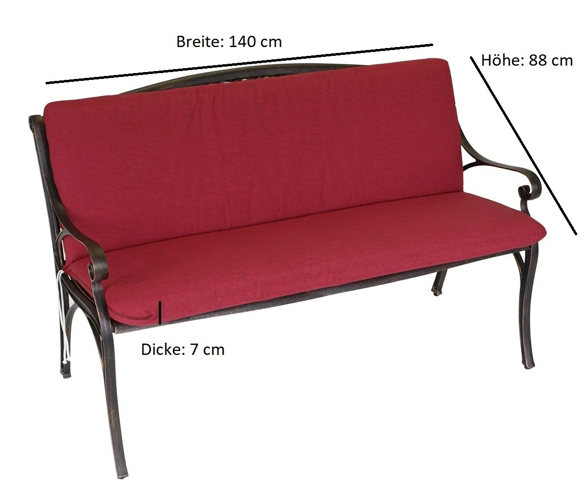 DEGAMO Auflage TACOMA Für Bank 3-sitzer, Rot 2 DEGAMO Auflage TACOMA Für Bank 3-sitzer, Rot – Bild 2