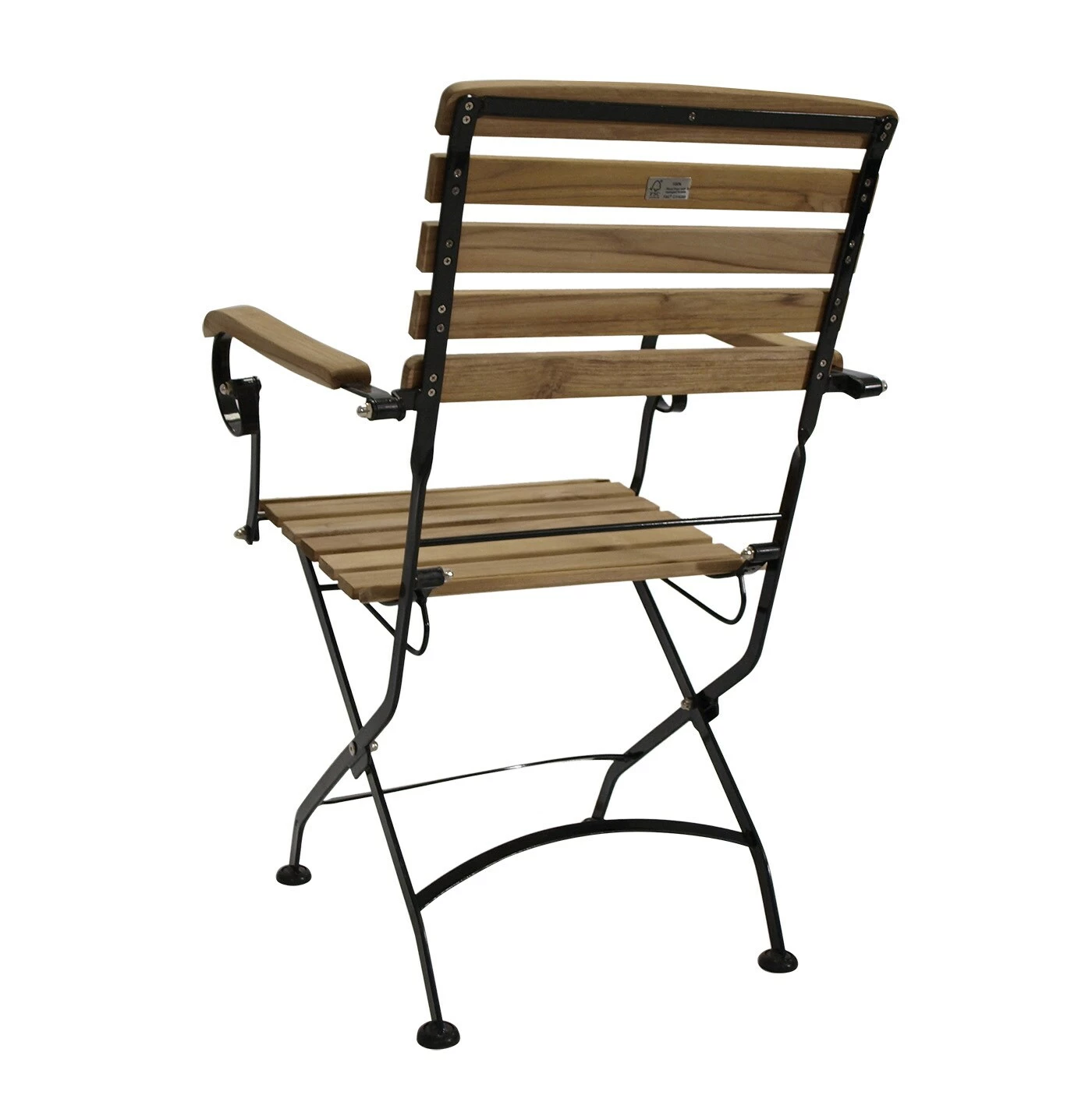 DEGAMO Klappsessel JAKARTA, Flachstahl Schwarz + Teakholz, 2 Stück 2 DEGAMO Klappsessel JAKARTA, Flachstahl Schwarz + Teakholz, 2 Stück – Bild 2