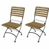 DEGAMO Klappstuhl JAKARTA, Flachstahl Schwarz + Teakholz, 2 Stück