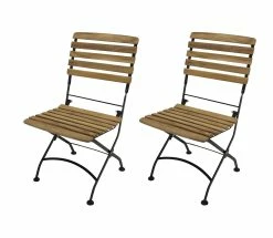 DEGAMO Klappgarnitur JAKARTA 3-teilig, Flachstahl Schwarz + Teak