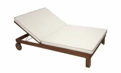 DEGAMO Doppel - Rollenliege RIO, Eukalyptus Geölt, Mit Auflage Cremefarben