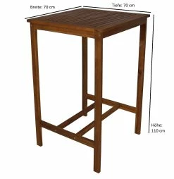 DEGAMO Barset INDRA 3-teilig (2x Hocker, 1x Bartisch 70x70x110cm), Akazienholz Geölt