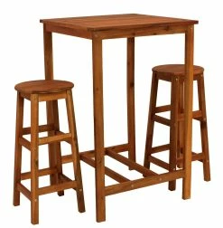 DEGAMO Barset INDRA 3-teilig (2x Hocker, 1x Bartisch 70x70x110cm), Akazienholz Geölt -Zipper Geschäft 8600319700 58748429 prod 003