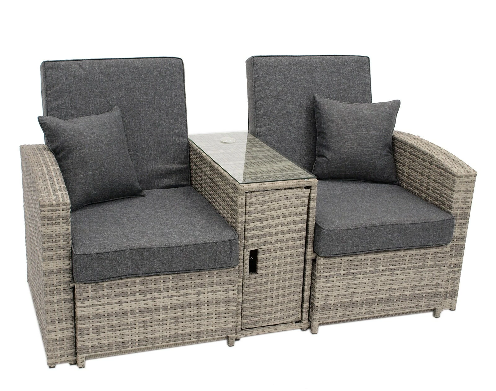 DEGAMO Funktions - Doppelliege MATERA, Alu + Polyrattan Grau-bicolor 2 DEGAMO Funktions - Doppelliege MATERA, Alu + Polyrattan Grau-bicolor – Bild 2