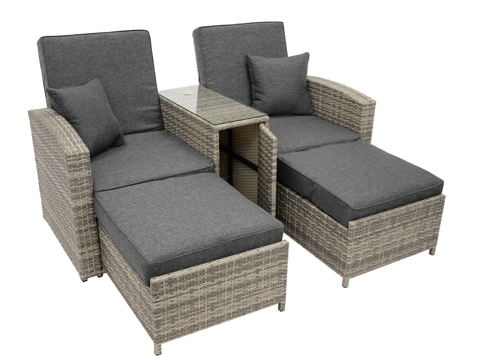 DEGAMO Funktions - Doppelliege MATERA, Alu + Polyrattan Grau-bicolor 3 DEGAMO Funktions - Doppelliege MATERA, Alu + Polyrattan Grau-bicolor – Bild 3