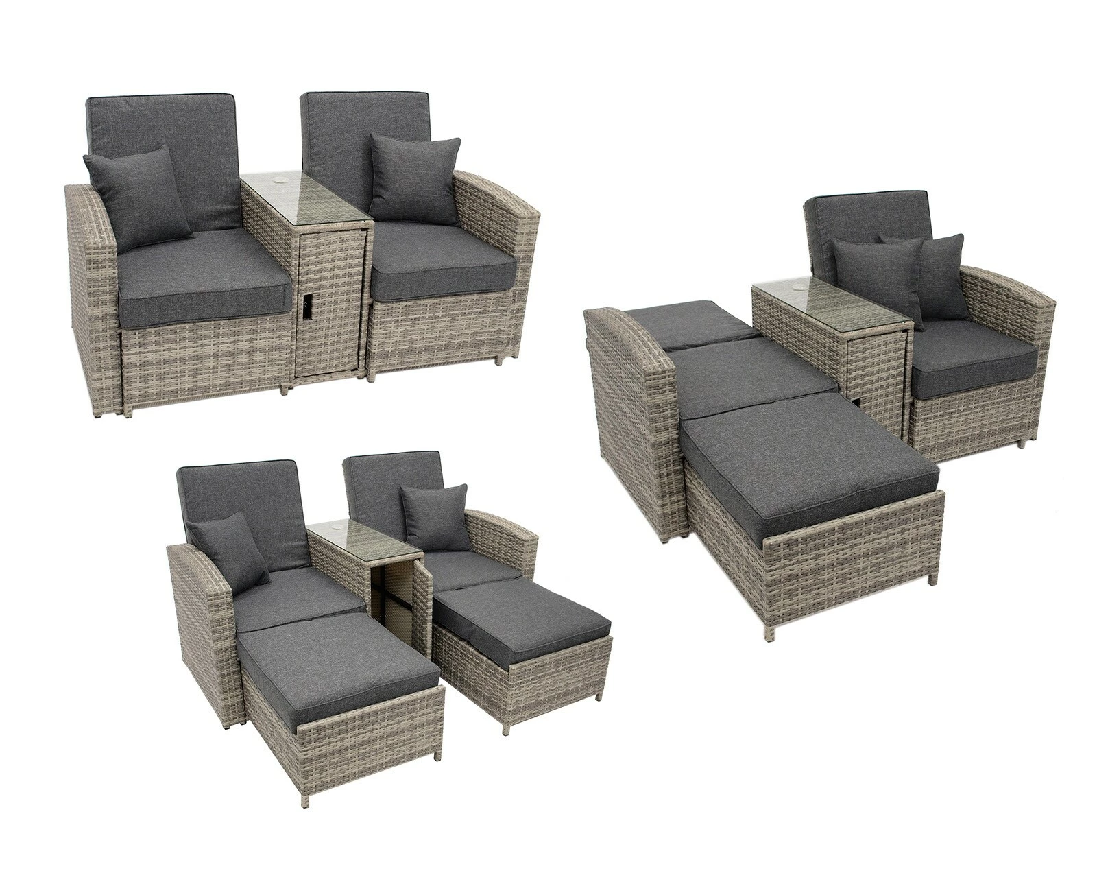 DEGAMO Funktions - Doppelliege MATERA, Alu + Polyrattan Grau-bicolor 4 DEGAMO Funktions - Doppelliege MATERA, Alu + Polyrattan Grau-bicolor – Bild 4