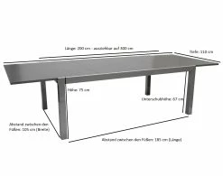 DEGAMO Ausziehtisch MARINA XXL, 200/300x110cm, Aluminium + Glas Grau -Zipper Geschäft 8600319700 59684129 prod 003