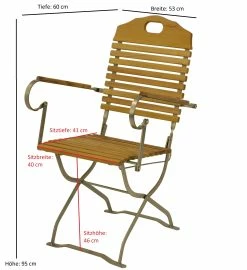 DEGAMO Kurgarten - Garnitur BAD TÖLZ 5-teilig (2x Stuhl, 2x Armlehnensessel, 1x Tisch 100cm Rund), Flachstahl Verzinkt + Robinie, Klappbar -Zipper Geschäft 8600319700 5970090 prod 004