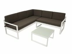 DEGAMO Lounge - Set ARESE, Aluminium Weiss, Polster Dunkelgrau
