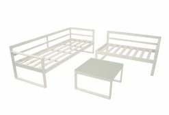 DEGAMO Lounge - Set ARESE, Aluminium Weiss, Polster Dunkelgrau -Zipper Geschäft 8600319700 61247204 prod 003