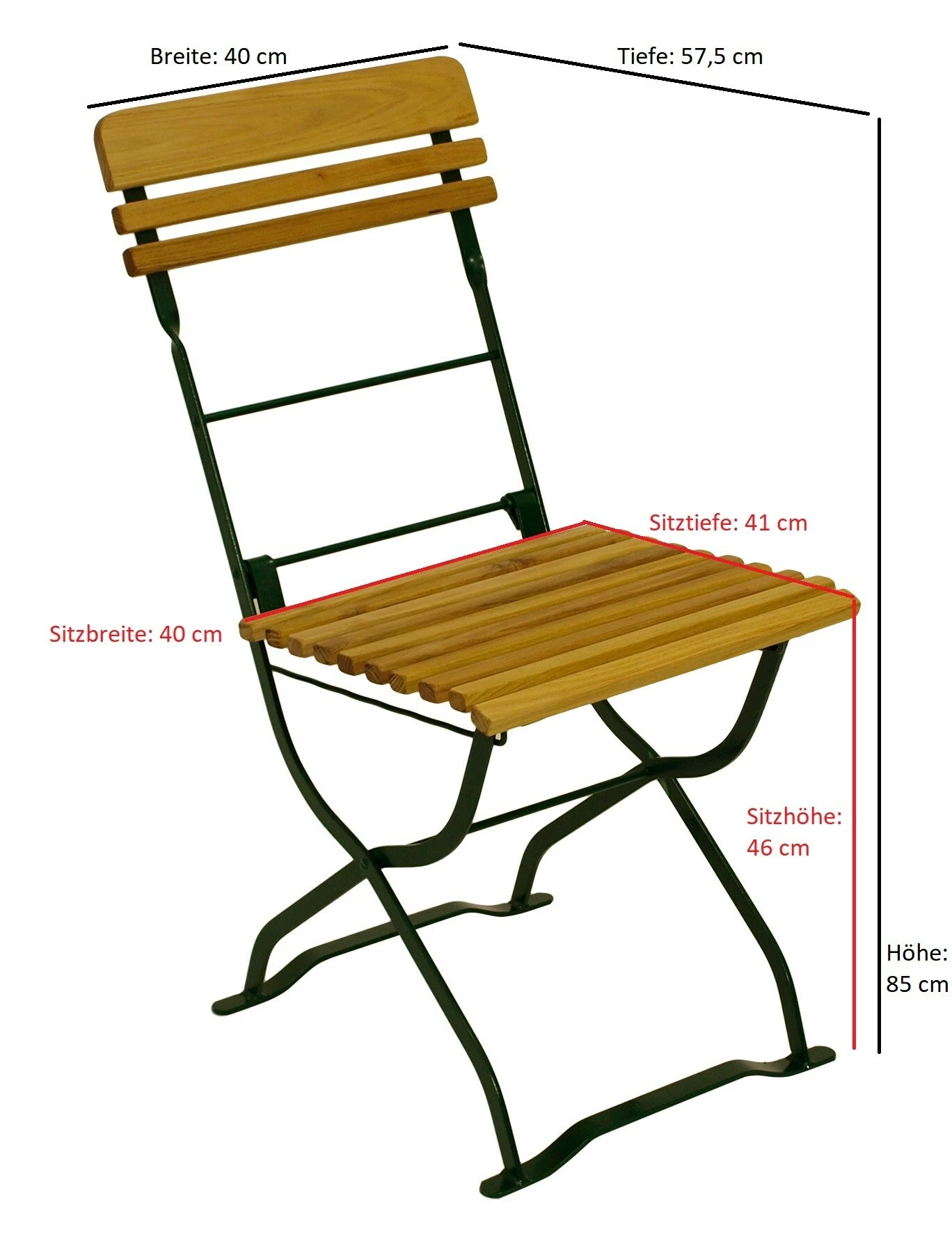 DEGAMO Biergarten - Garnitur MÜNCHEN 3-teilig (2x Stuhl, 1x Tisch 70x70cm), Flachstahl Grün + Robinie 3 DEGAMO Biergarten - Garnitur MÜNCHEN 3-teilig (2x Stuhl, 1x Tisch 70x70cm), Flachstahl Grün + Robinie – Bild 3