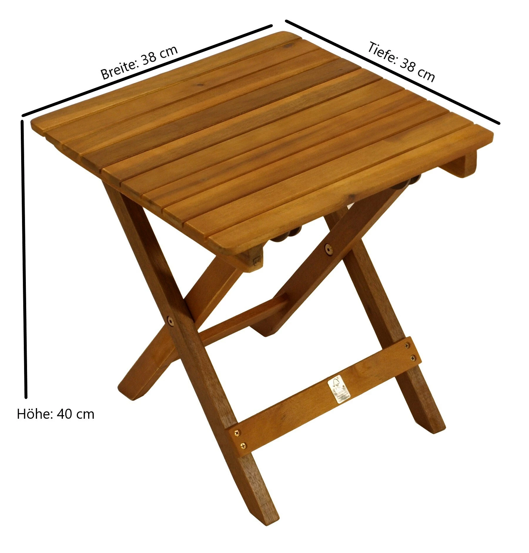 DEGAMO Klapp - Beistelltisch MARA 38x38cm, Akazie Geölt 3 DEGAMO Klapp - Beistelltisch MARA 38x38cm, Akazie Geölt – Bild 3