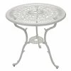 DEGAMO Tisch Jugendstil 70cm Rund, Aluguss Weiss