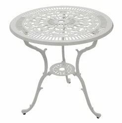 DEGAMO Tisch Jugendstil 70cm Rund, Aluguss Weiss