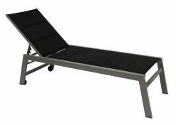 DEGAMO Rollenliege GIRONA Extra Hoch, Aluminium Silber + Textilgewebe Gepolstert Schwarz