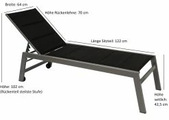 DEGAMO Rollenliege GIRONA Extra Hoch, Aluminium Silber + Textilgewebe Gepolstert Schwarz -Zipper Geschäft 8600319700 70694054 prod 004
