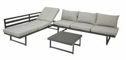 DEGAMO Funktions Lounge Set BOGOTA, Aluminium Matt-grau, Polster Hellgrau