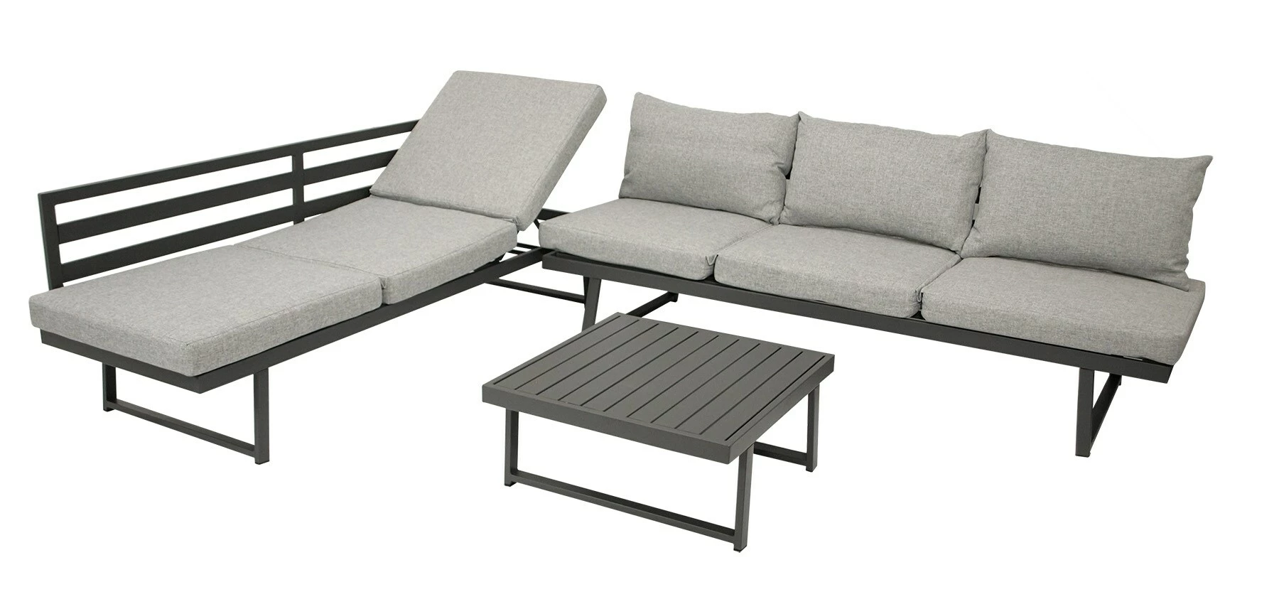 DEGAMO Funktions Lounge Set BOGOTA, Aluminium Matt-grau, Polster Hellgrau 1 DEGAMO Funktions Lounge Set BOGOTA, Aluminium Matt-grau, Polster Hellgrau
