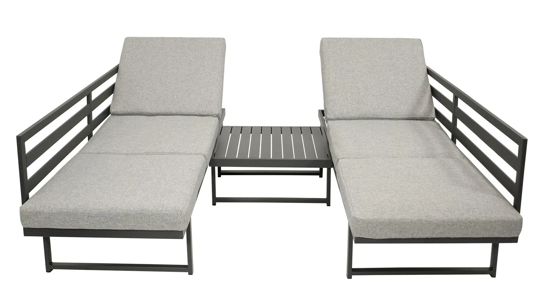 DEGAMO Funktions Lounge Set BOGOTA, Aluminium Matt-grau, Polster Hellgrau 4 DEGAMO Funktions Lounge Set BOGOTA, Aluminium Matt-grau, Polster Hellgrau – Bild 4