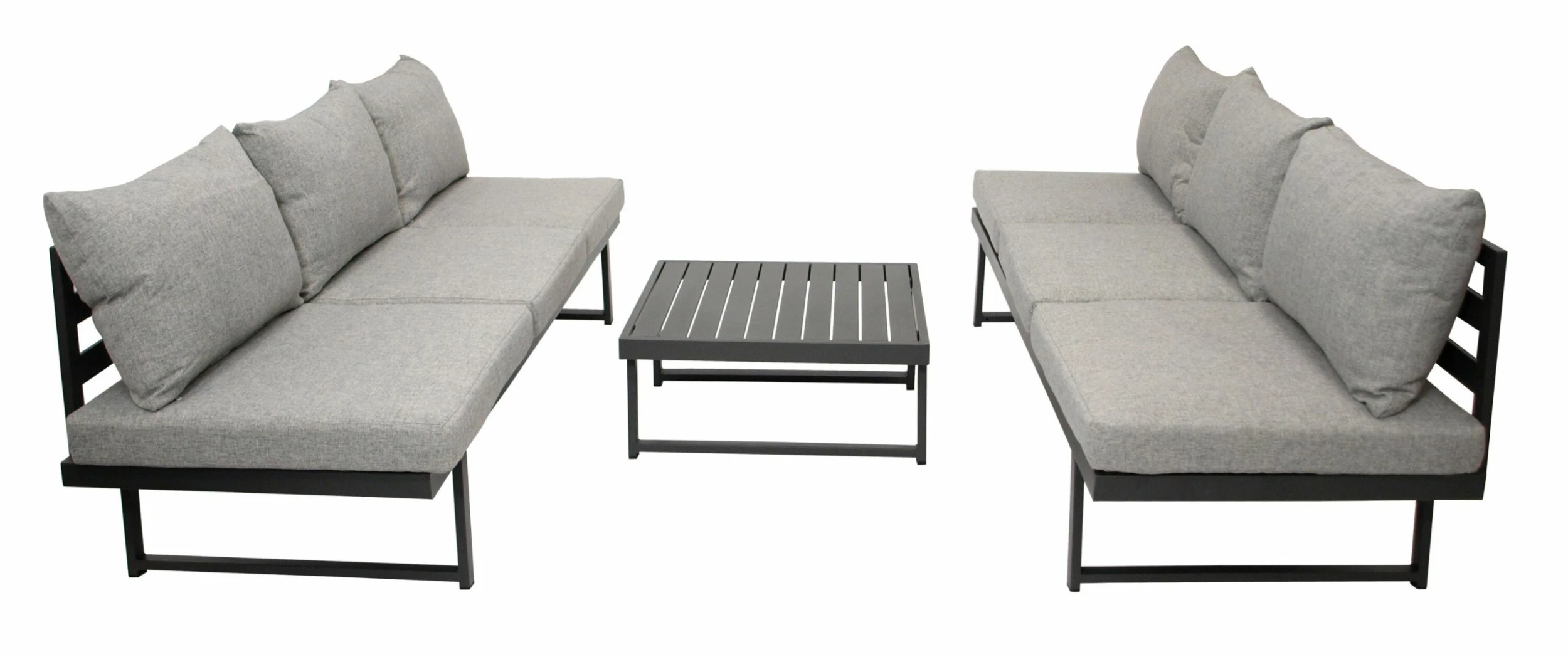 DEGAMO Funktions Lounge Set BOGOTA, Aluminium Matt-grau, Polster Hellgrau 6 DEGAMO Funktions Lounge Set BOGOTA, Aluminium Matt-grau, Polster Hellgrau – Bild 6