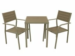 DEGAMO Bistroset VARENNA 3-teilig, Metall + Polywood, Grau