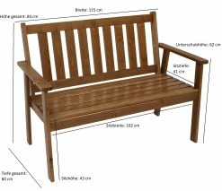 DEGAMO Bank ANJA 2-sitzer 115cm, Kiefer Braun Lackiert -Zipper Geschäft 8600319700 77071310 prod 006