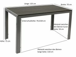 DEGAMO Garnitur SORANO 5-teilig Mit Tisch 70x125cm, Aluminium + Polywood + Kunstgewebe Schwarz -Zipper Geschäft 8600319700 77656851 prod 006