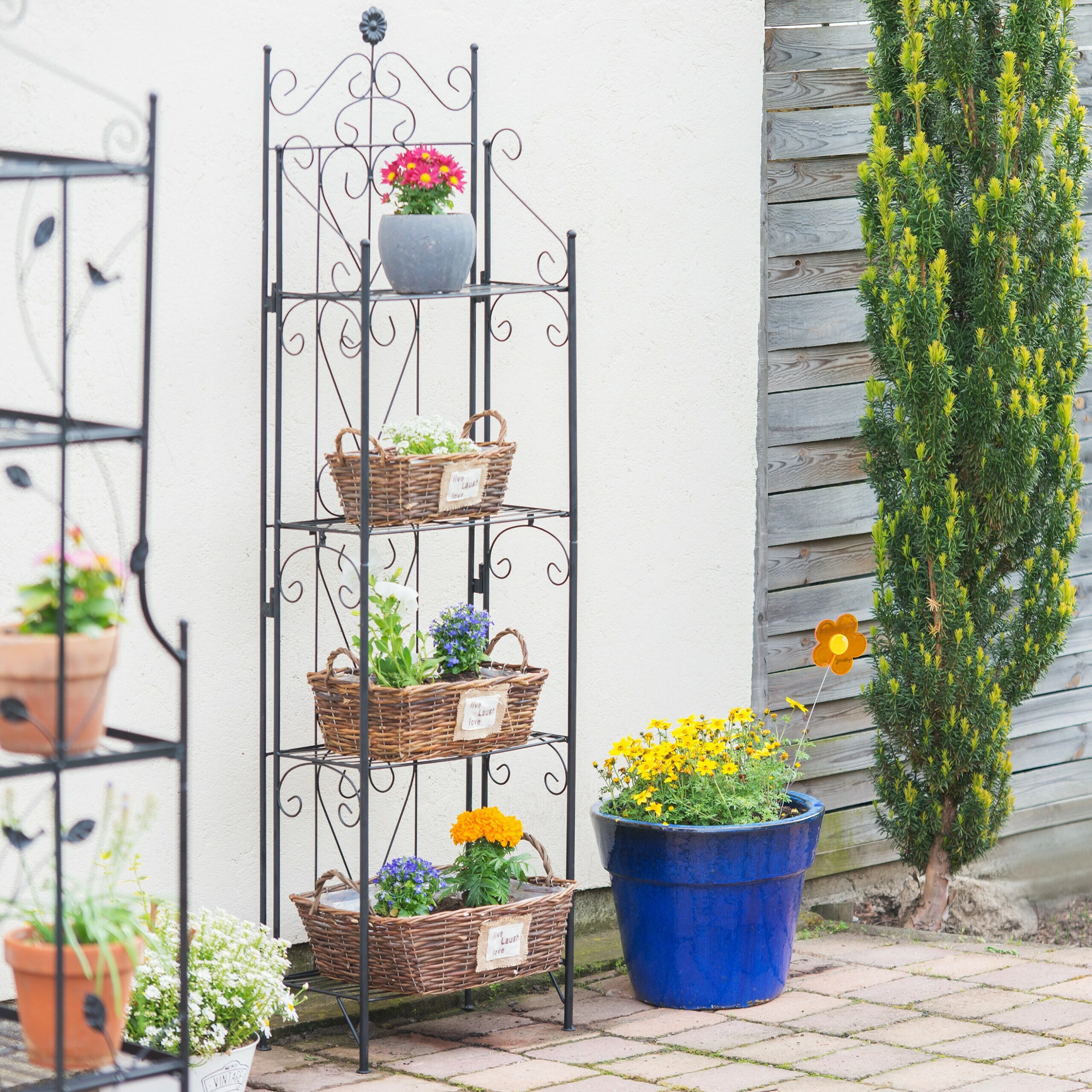 Relaxdays Blumenregal Metall 4 Ablagen 2 Relaxdays Blumenregal Metall 4 Ablagen – Bild 2