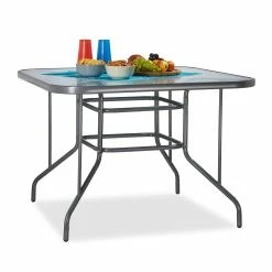 Relaxdays Gartentisch Mit Glasplatte STRUK
