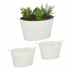 Relaxdays Metallwanne Vintage Optik 3er Set