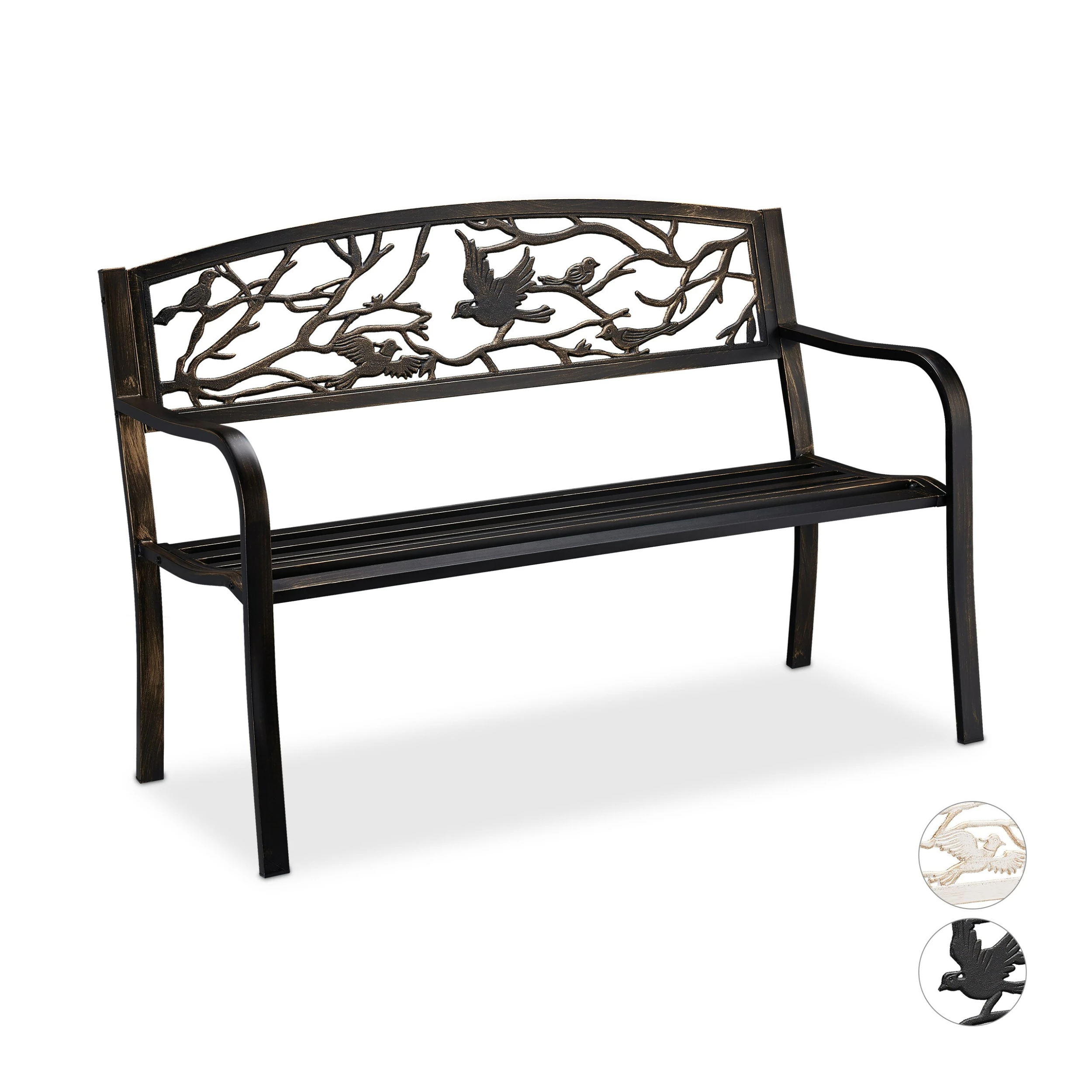 Relaxdays Gartenbank Vögel Design 1 Relaxdays Gartenbank Vögel Design