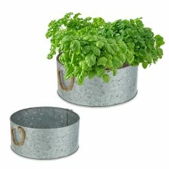 Relaxdays Zinkschale 2er Set Rund