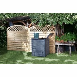 GARANTIA Thermo Wood Komposter 600 L Inkl. Bodengitter Grau Gartenkomposter -Zipper Geschäft 8600335800 48188 prod 006