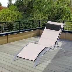 Outsunny Sonnenliege Mit Liegematte 170 X 64 X 80 Cm (LxBxH) | Gartenstuhl Liegestuhl Gartenliege Gartenmöbel -Zipper Geschäft 8600336600 01 0705 prod 004