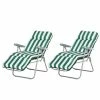 Outsunny Gartenstühle Mit Verstellbarer Rückenlehne Und Polster Grün-weiß | Klappstuhl Sonnenliege Strandliege Liegestuhl
