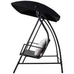 Outsunny Hollywoodschaukel Mit Kissen Schwarz 198 X 124 X 179 Cm (LxBxH) | Gartenschaukel Polyrattan Schaukel Schaukelbank -Zipper Geschäft 8600336600 01 0837 prod 006