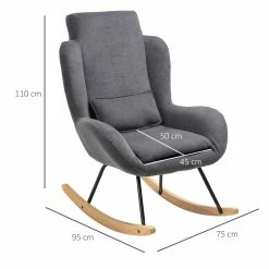 HOMCOM Schaukelstuhl Mit Gebogener Rückenlehne Dunkelgrau, Schwarz, Holzfarbe 75 X 95 X 110 Cm (BxTxH) | Schaukelstuhl Relaxstuhl Schwingsessel Wohnzimmmer -Zipper Geschäft 8600336600 833 923CG prod 005