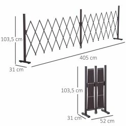 Outsunny Absperrgitter Ausziehbar Dunkelbraun 405 X 31 X 103,5 Cm (LxBxH) | Scherengitter Scherensperre Türgitter Absperrzaun -Zipper Geschäft 8600336600 844 139 prod 005