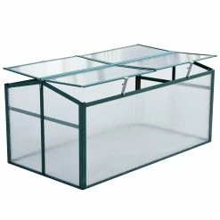 Outsunny Frühbeetkasten Mit Verstellbarem Dach Trasparent, Grün 130 X 70 X 61 Cm (LxBxH) | Alu Frühbeet Gewächshaus Treibhaus Pflanzenhaus