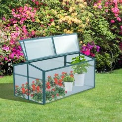 Outsunny Frühbeetkasten Mit Verstellbarem Dach Trasparent, Grün 130 X 70 X 61 Cm (LxBxH) | Alu Frühbeet Gewächshaus Treibhaus Pflanzenhaus -Zipper Geschäft 8600336600 845 084 prod 004