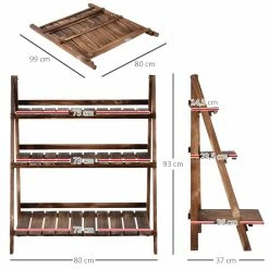 Outsunny Pflanzentreppe Klappbar Natur 80 X 37 X 93 Cm (LxBxH) | Blumenregal Blumenbank Blumentreppe Blumenständer -Zipper Geschäft 8600336600 845 112n prod 005