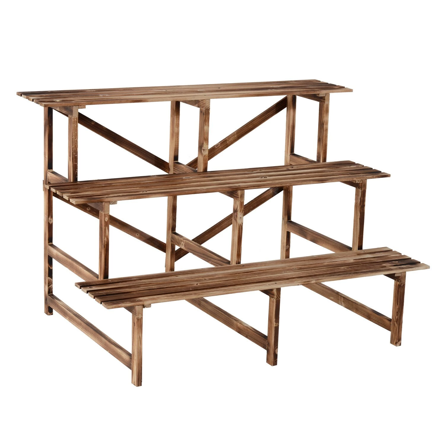 Outsunny Pflanzentreppe Mit 3 Stufen Natur 120 X 80 X 80 Cm (LxBxH) | Blumenregal Blumenbank Blumentreppe Blumenständer 2 Outsunny Pflanzentreppe Mit 3 Stufen Natur 120 X 80 X 80 Cm (LxBxH) | Blumenregal Blumenbank Blumentreppe Blumenständer – Bild 2