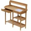 Outsunny Gärtnertisch Mit Wanne 111,7 X 45 X 112 Cm (LxBxH) | Pflanztisch Blumentisch Holzpflanztisch Gartentisch